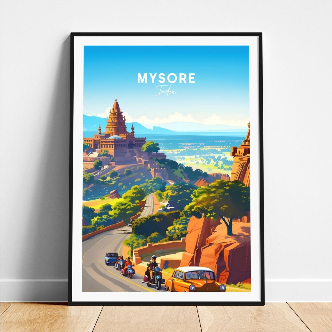 Mysore India Hilltop Temple and Winding Mountain Road Poster