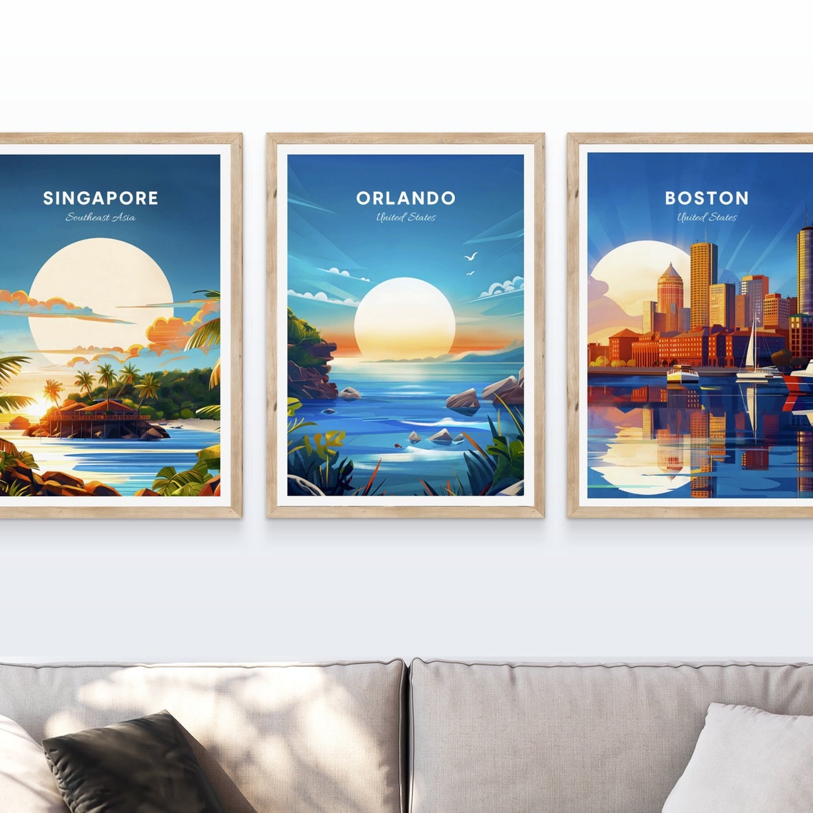 Orlando Florida Ocean Sunrise Waves Rocky Coast Vintage Travel Poster - Image 4