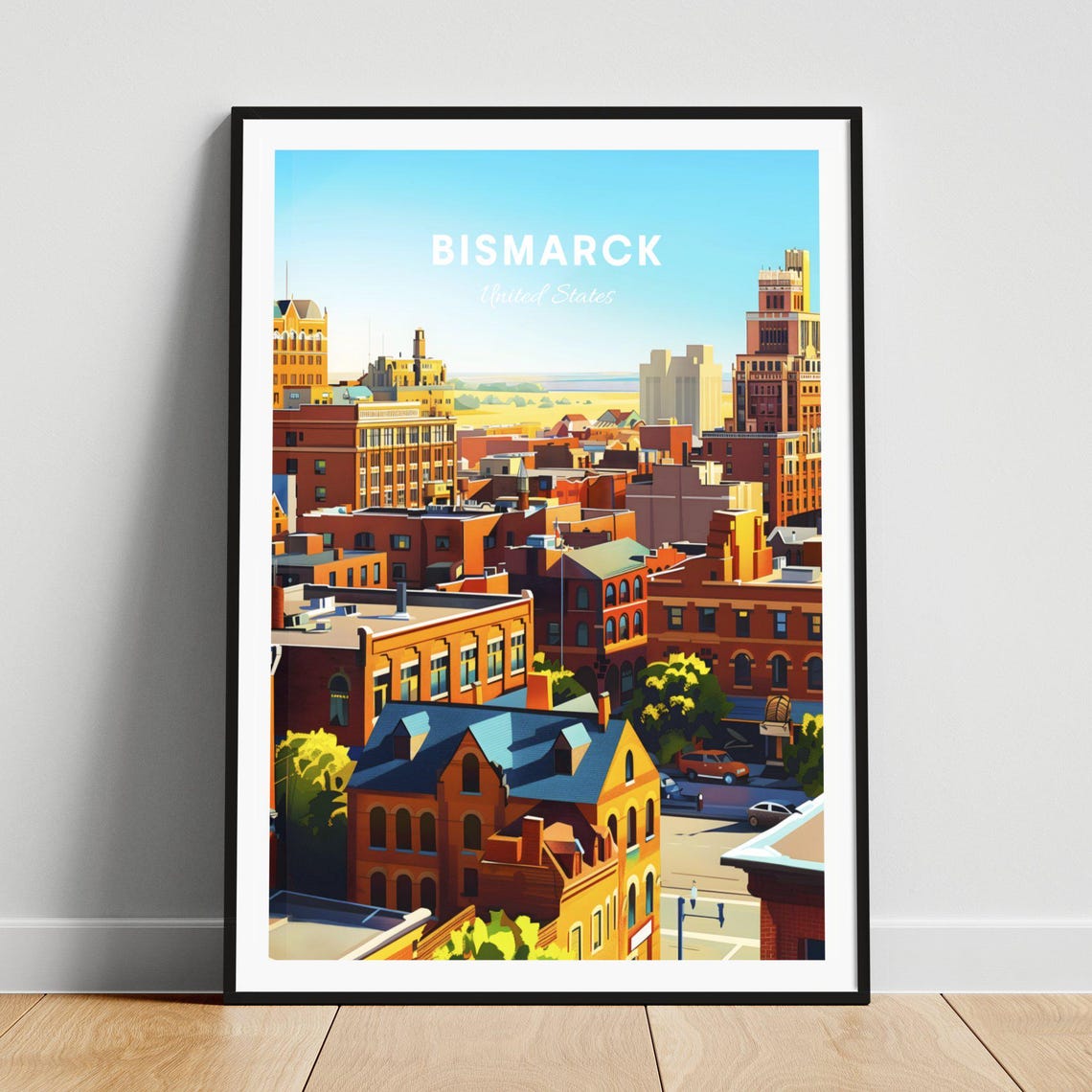 Bismarck North Dakota Historic Downtown Rooftops View Poster