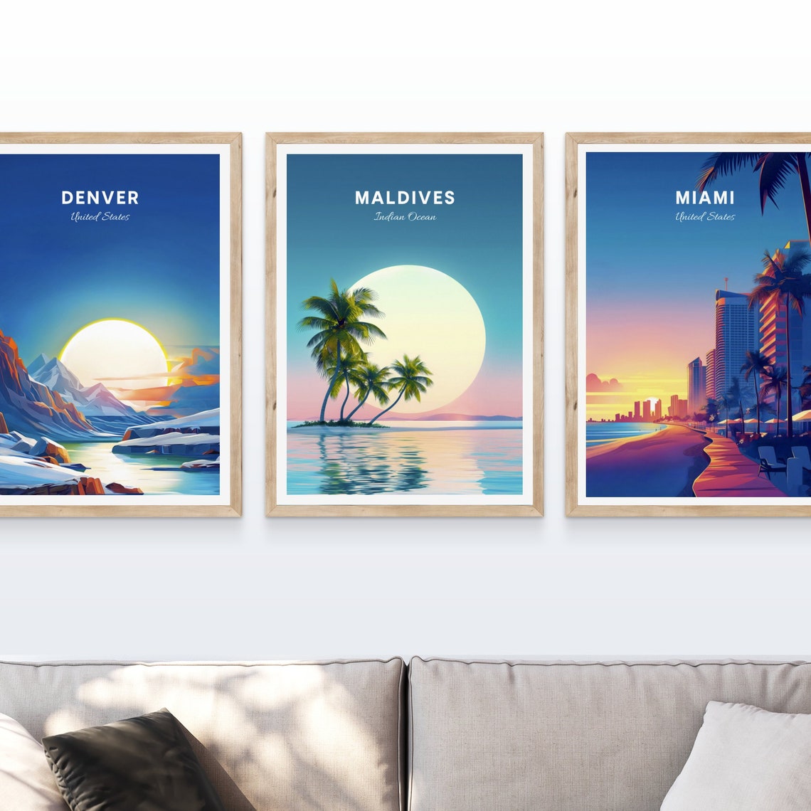 Maldives Indian Ocean Palm Island Sunset Tropical Travel Poster - Image 4