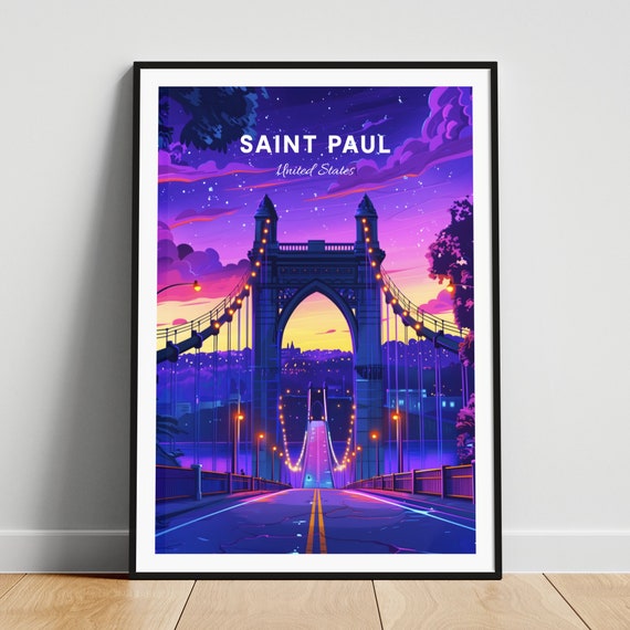 Saint Paul Travel Print Us Wall Art High Bridge Minnesota Poster Personalized Gift Wedding Gift Custom Text