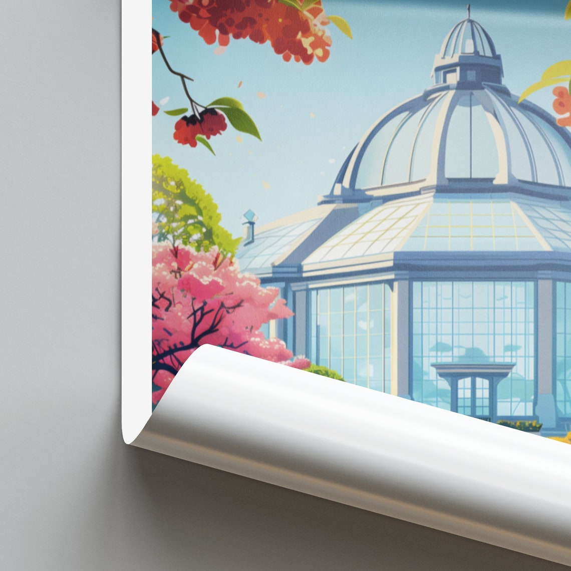 Madison Botanical Conservatory Poster: Glass Dome Amid Spring Blossoms - Image 2