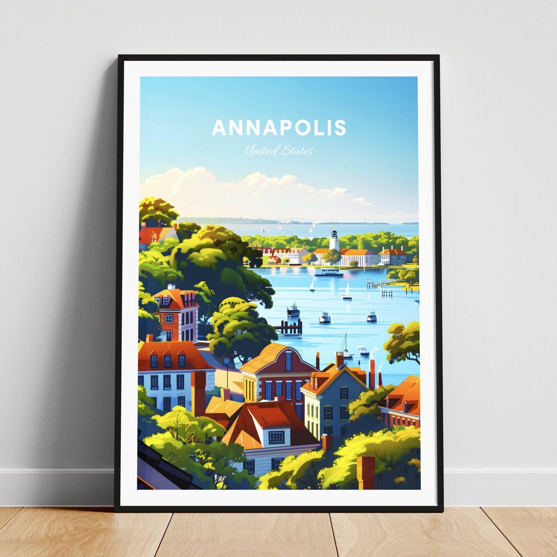 Annapolis Maryland Harbor Sailboats Historic Waterfront Poster
