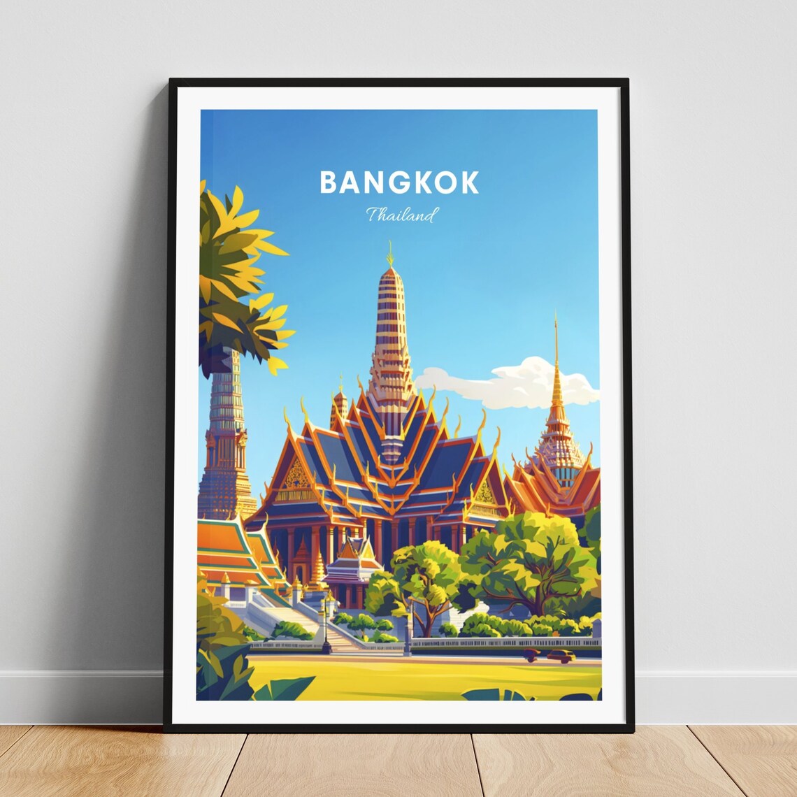 Bangkok Thailand Grand Palace Temple Golden Spires Landmark Poster