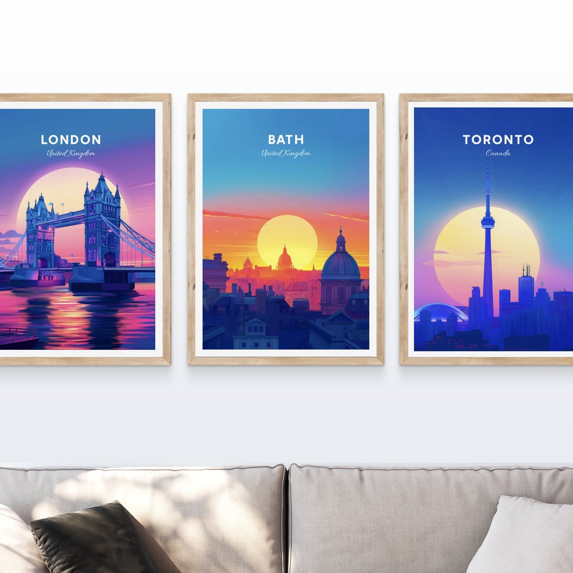 Bath England Skyline Sunset Domes Spires Silhouette Travel Poster - Image 4