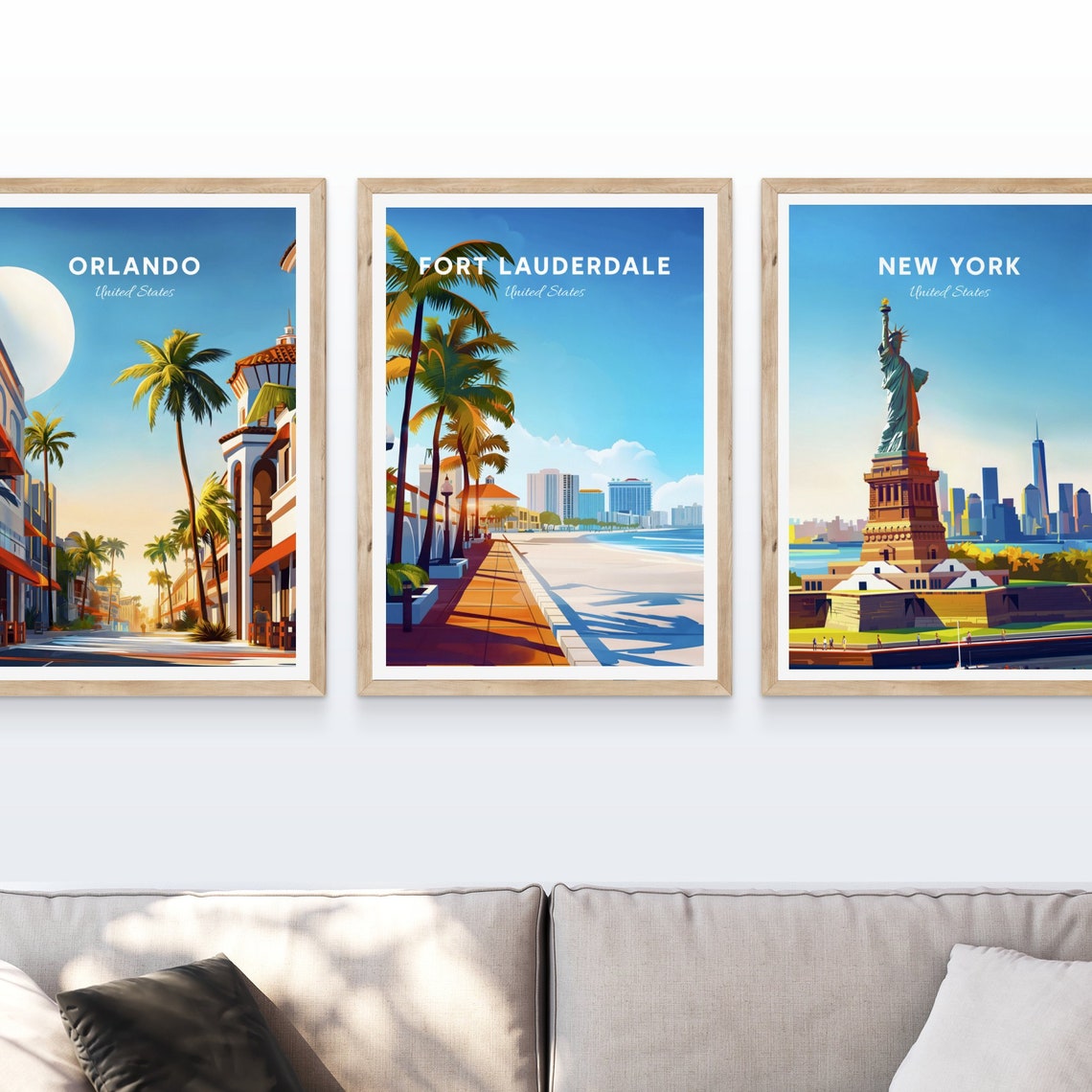 Fort Lauderdale Florida Beach Boardwalk Palm Trees Travel Poster - Image 4