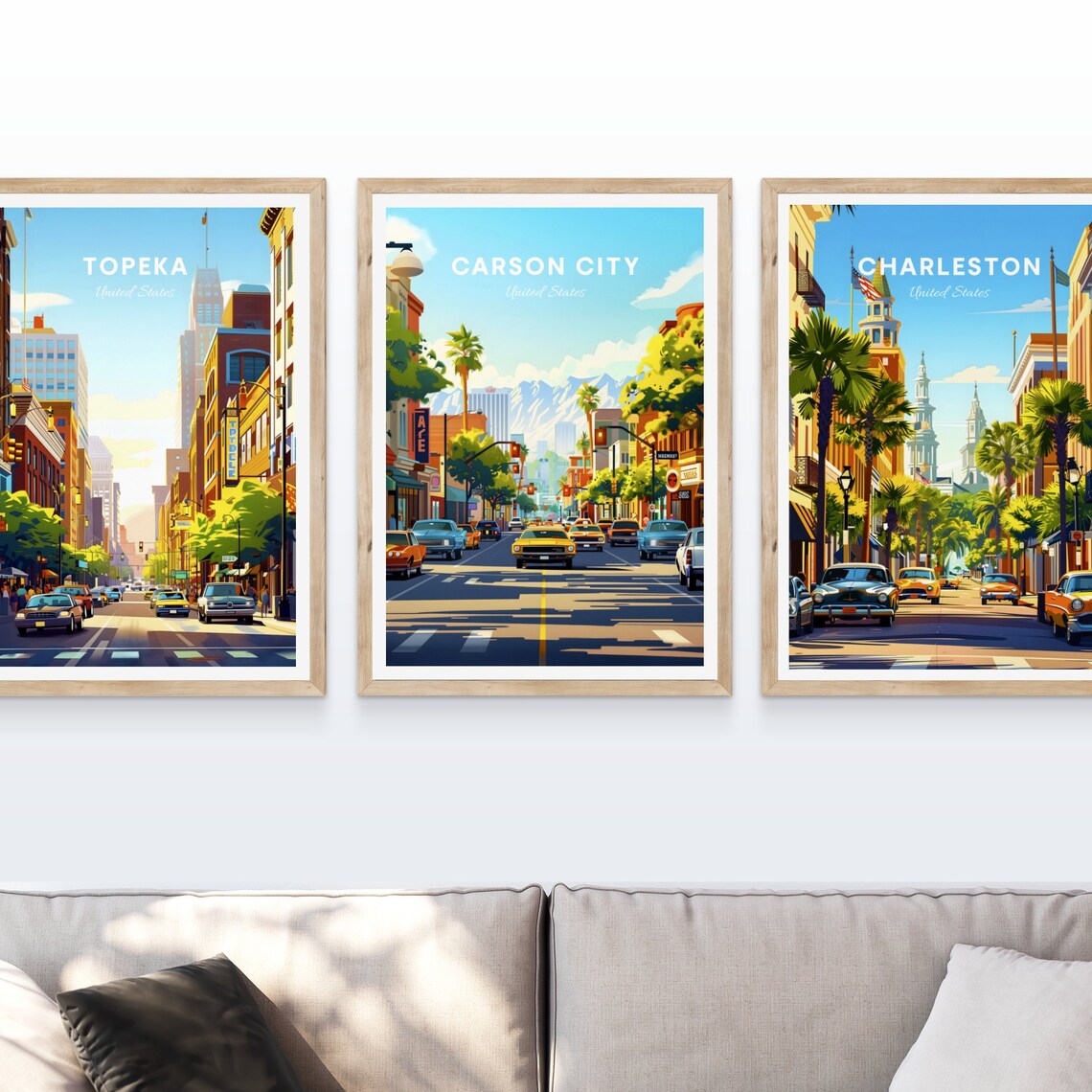 Carson City Retro Main Street With Classic Cars Travel Poster - Image 3