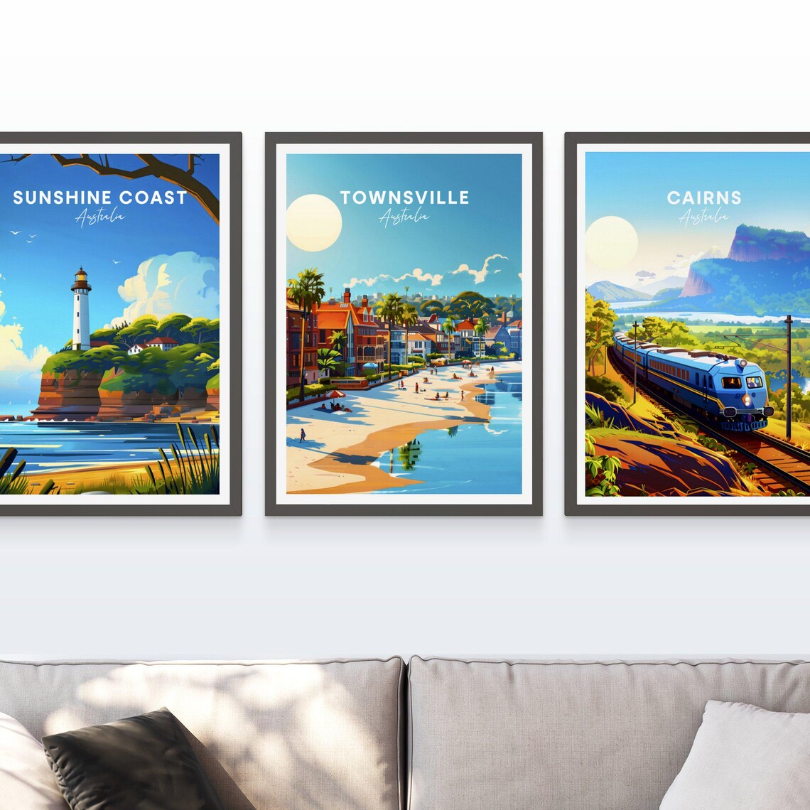 Townsville Australia Tropical Beach Palm Trees Summer Day Poster - Image 3