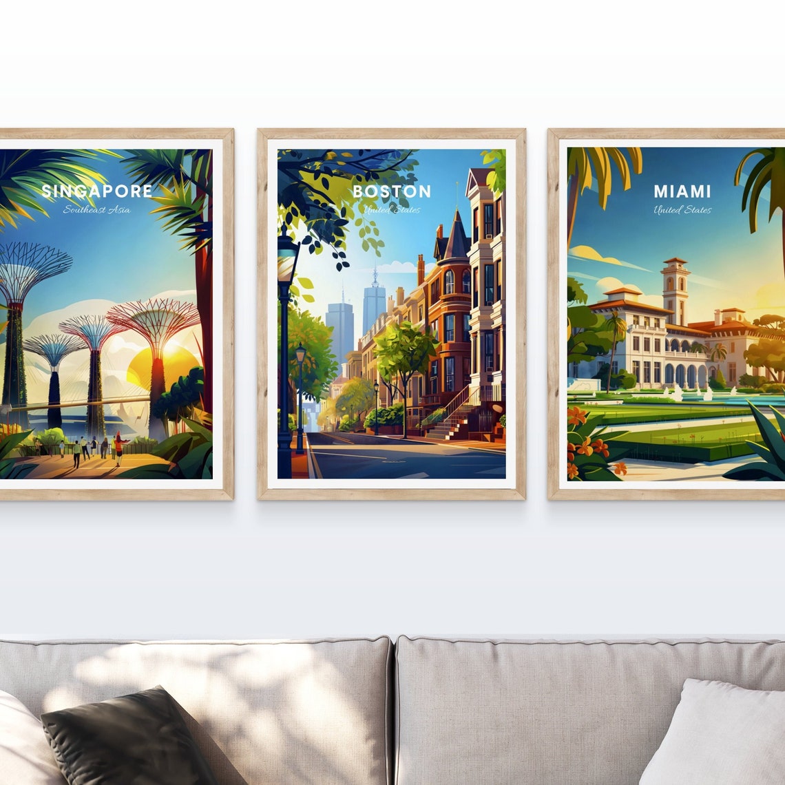 Boston Historic Townhouse Street Skyline View Vintage Travel Poster - Image 4