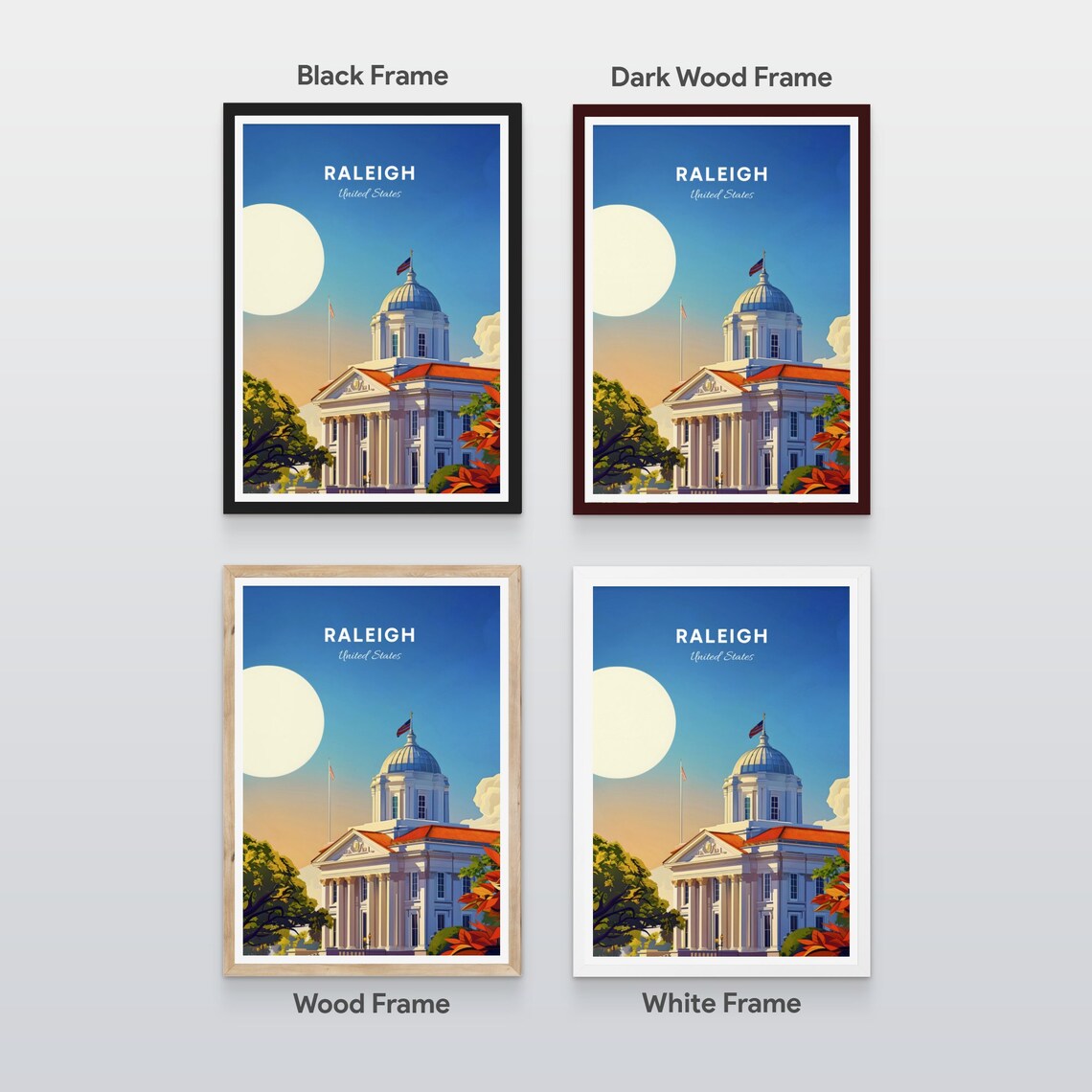Raleigh North Carolina Historic Capitol Dome Morning Sunrise Poster - Image 2