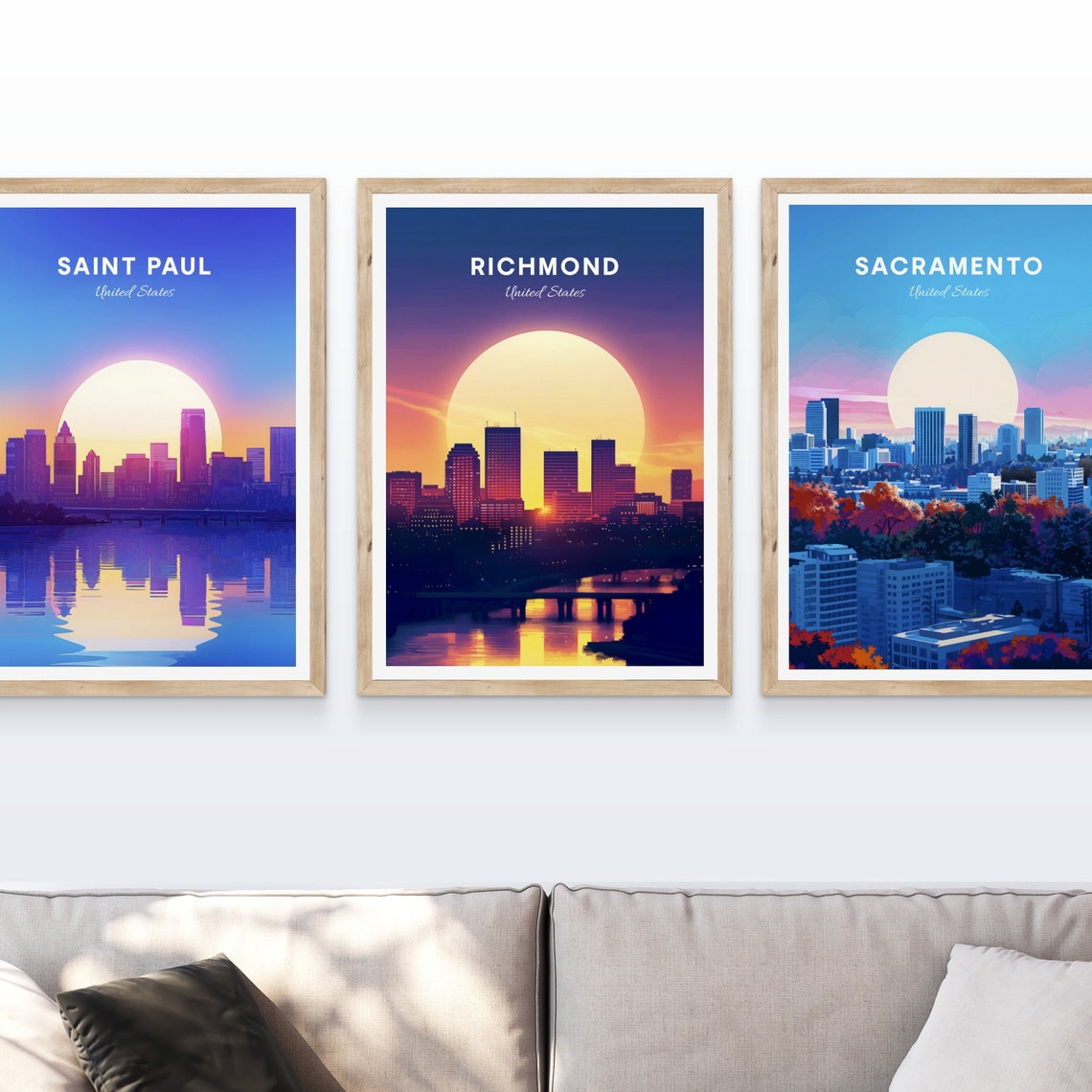 Richmond Virginia Sunset Skyline River Reflection Glow Poster - Image 4