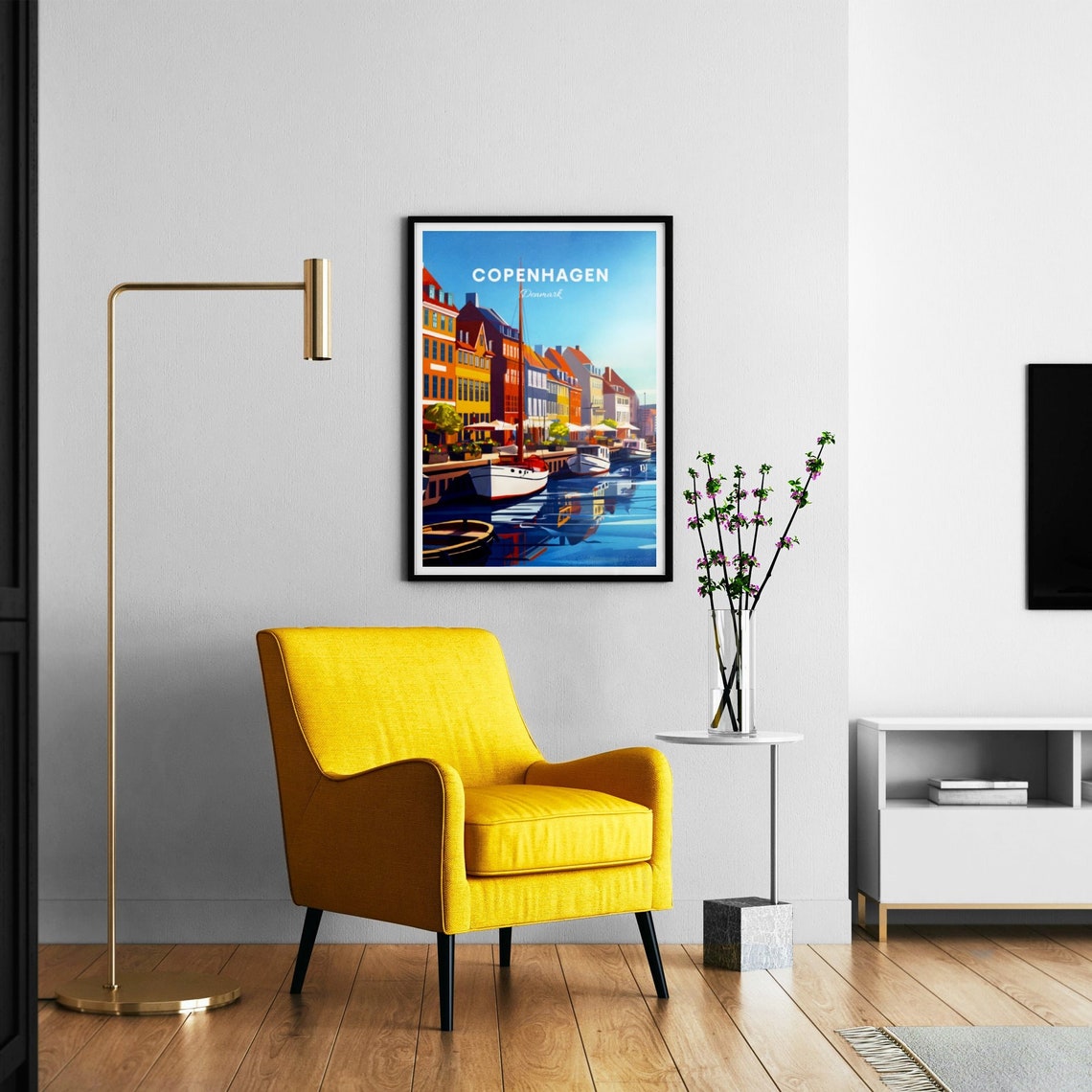 Copenhagen Denmark Nyhavn Sailboats Waterfront Travel Poster - Image 3