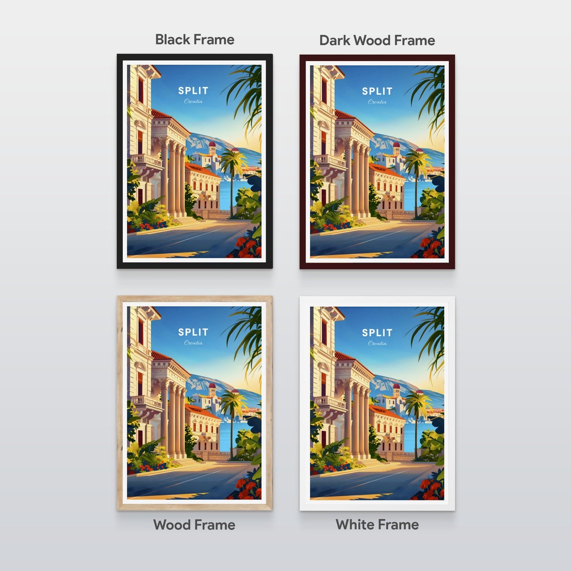 Split Croatia Old Town Sunny Seaside Columns Street Travel Poster - Image 2