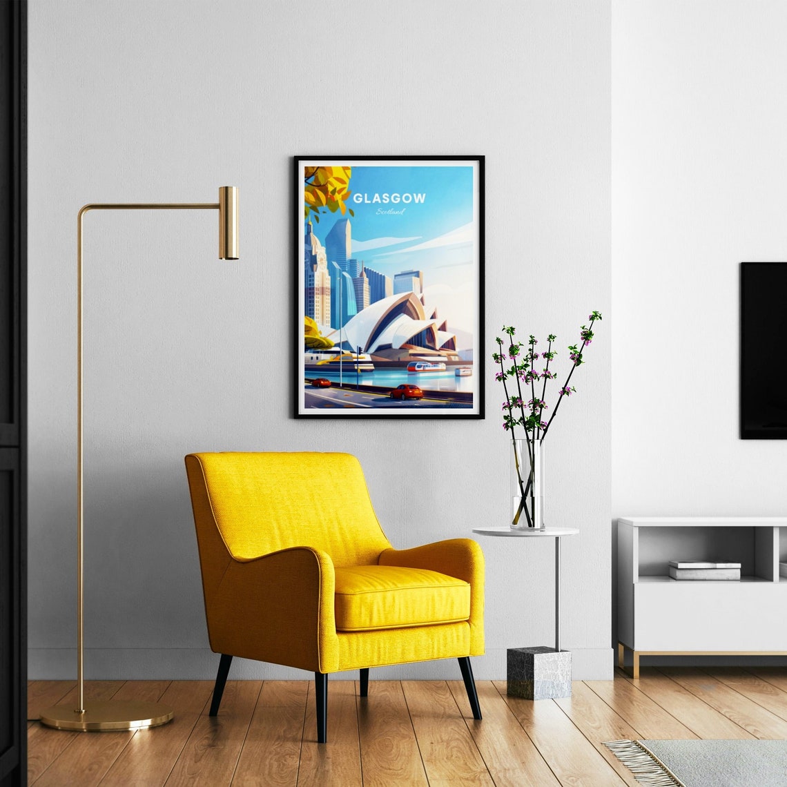 Glasgow Scotland Modern City Skyline Waterfront Travel Poster - Image 3
