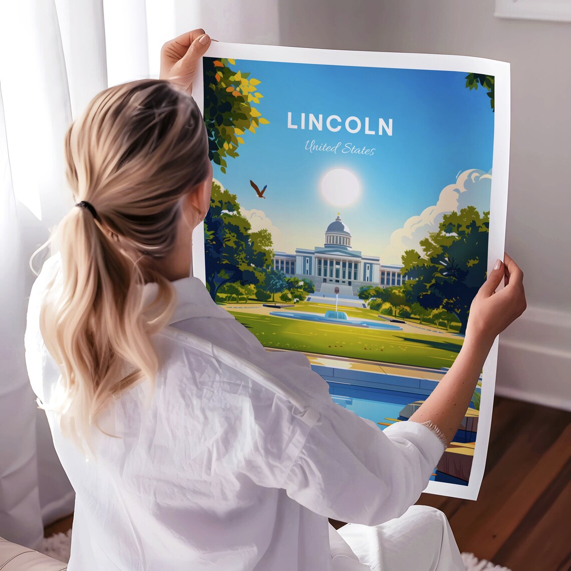 Lincoln United States Capitol Dome Daytime Fountain Lily Pond Poster - Image 3