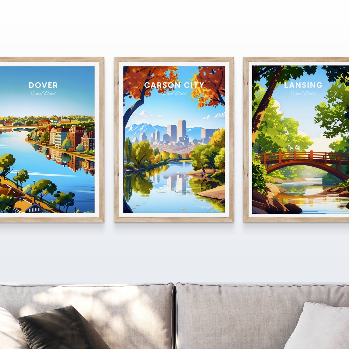 Carson City Autumn River Park Skyline Mountain Travel Poster - Image 3