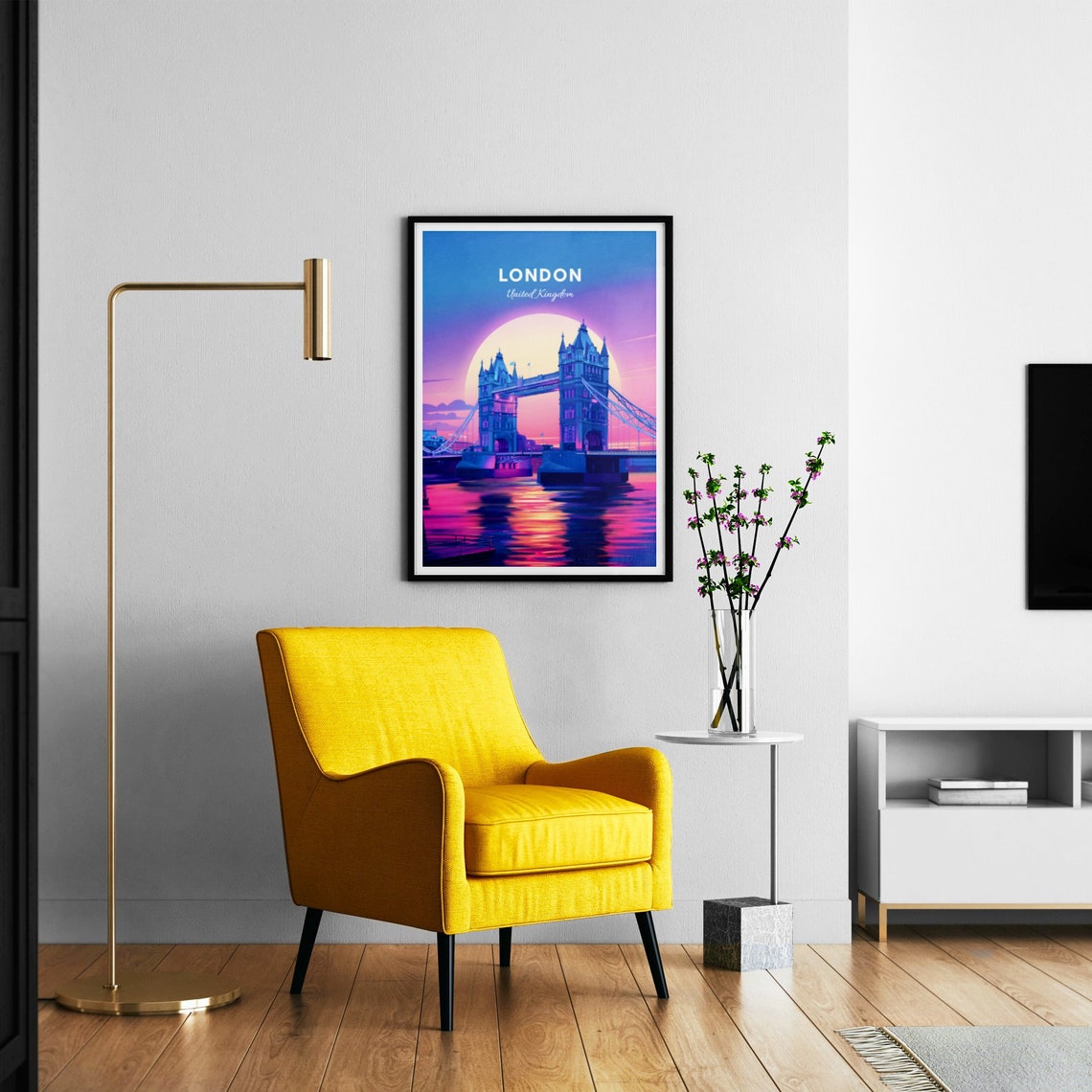 London Tower Bridge Vivid Sunset River Thames Travel Art Poster - Image 3