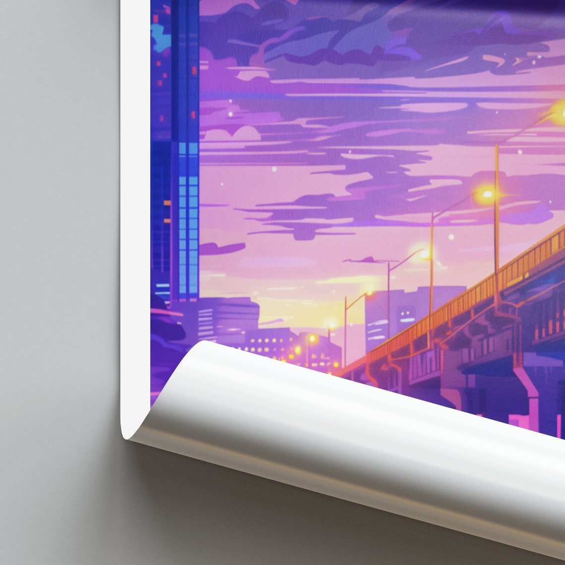 Little Rock Dusk Bridge Over the River with Skyscrapers Poster - Image 2