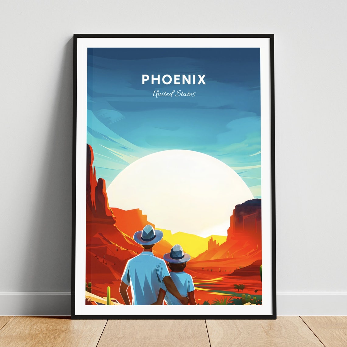 Phoenix Arizona Canyon Sunset Travelers Vintage Travel Poster