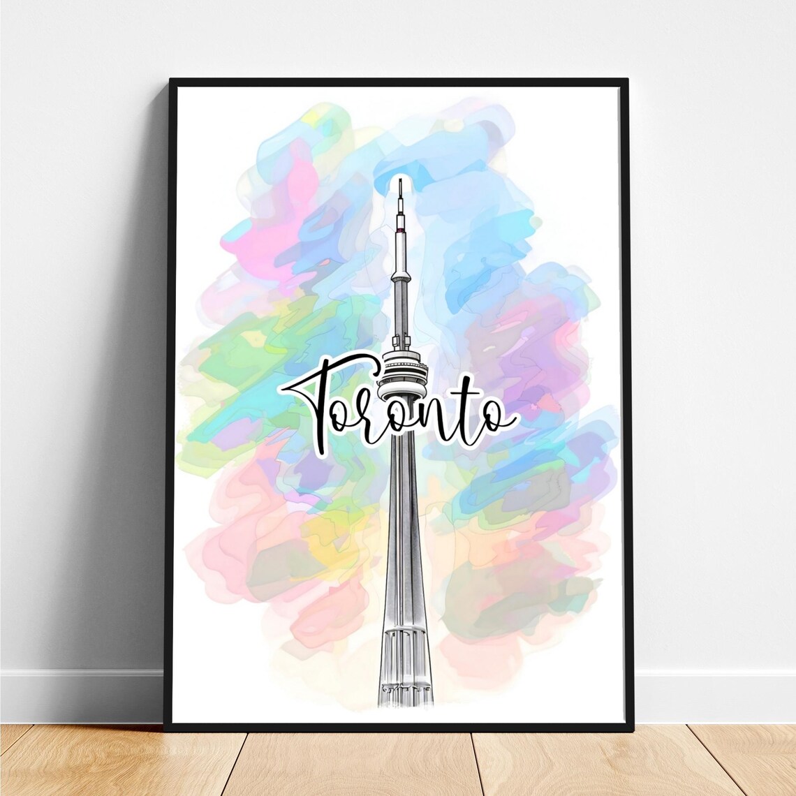 Toronto Canada CN Tower Watercolor Landmark City Skyline Art Poster