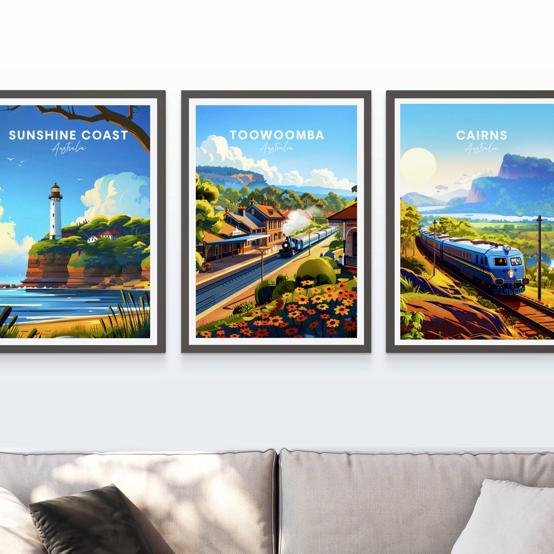 Toowoomba Australia Vintage Train Station Steam Engine Poster - Image 3