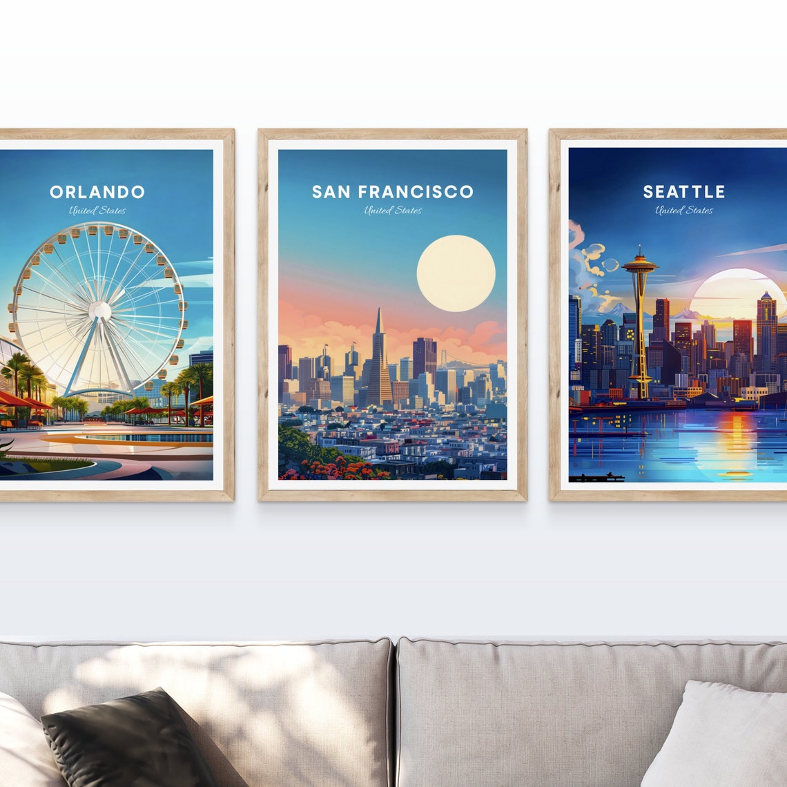 San Francisco Skyline at Sunrise Behind a Giant Golden Sun Poster - Image 4