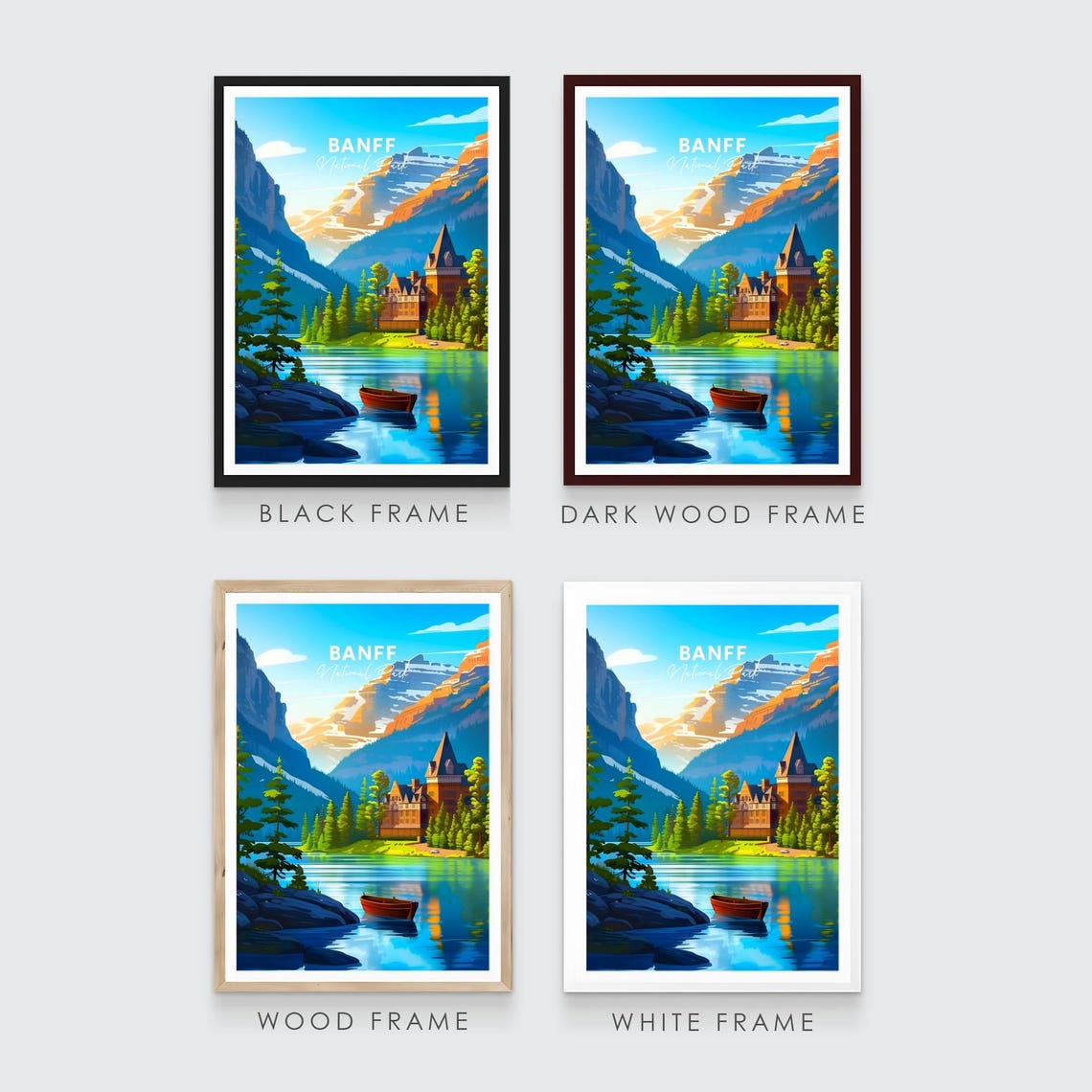 Banff National Park Alberta Lake Canoe Mountain Lodge Poster - Image 3