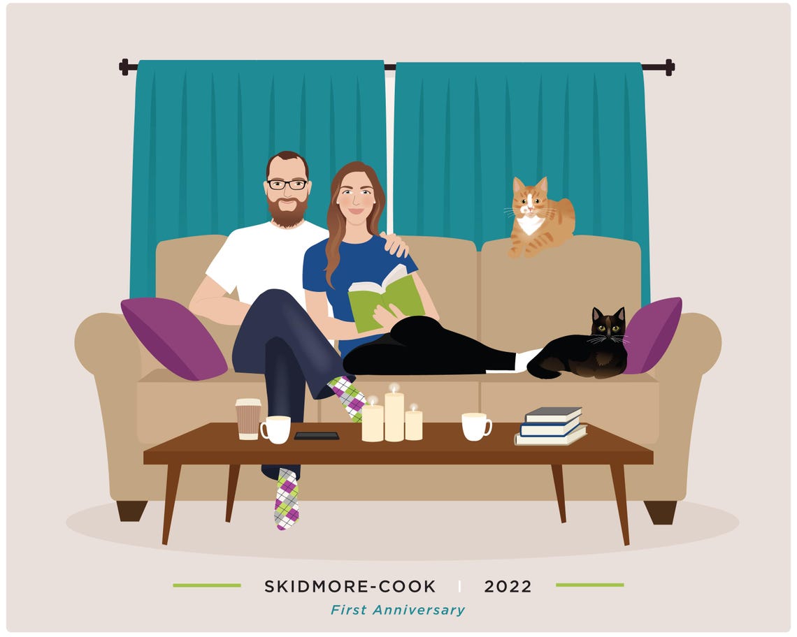 Personalized Family Illustration On Couch Fine Art Print - Image 2