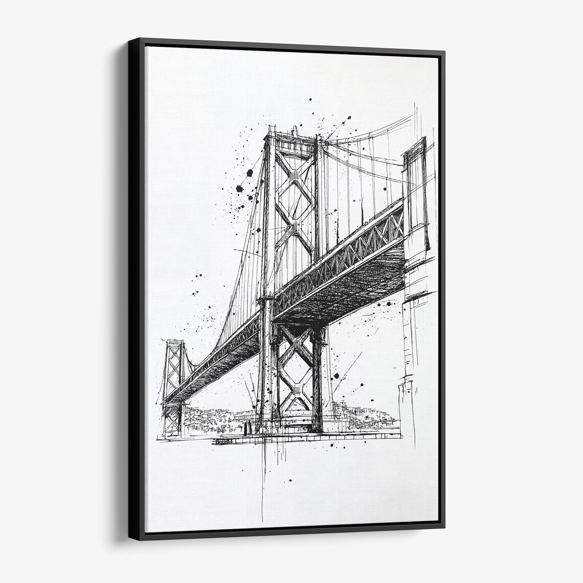 Oakland Bay Bridge Ink Sketch Architectural Drawing Art Poster