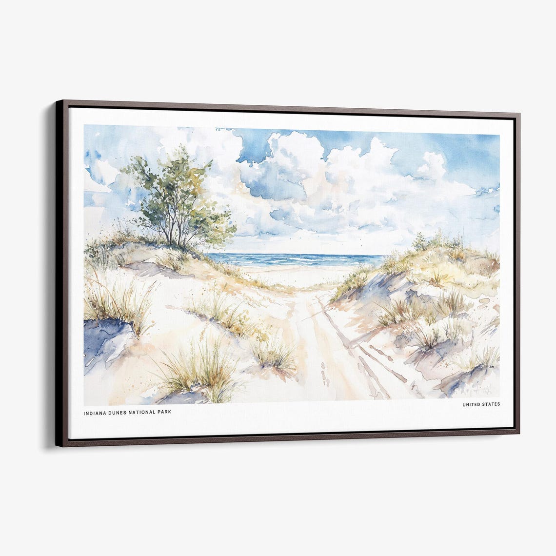 Indiana Dunes National Park Sandy Path Watercolor Beach Scene Poster