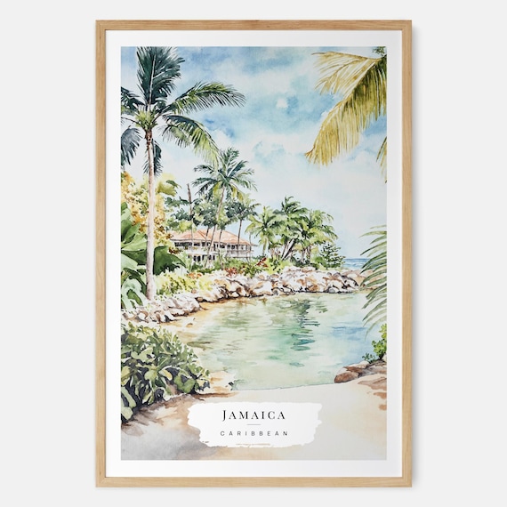 Jamaica Watercolor Travel Gift Poster