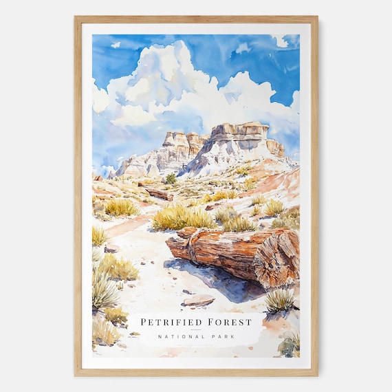 Petrified Forest National Park Desert Watercolor Travel Poster
