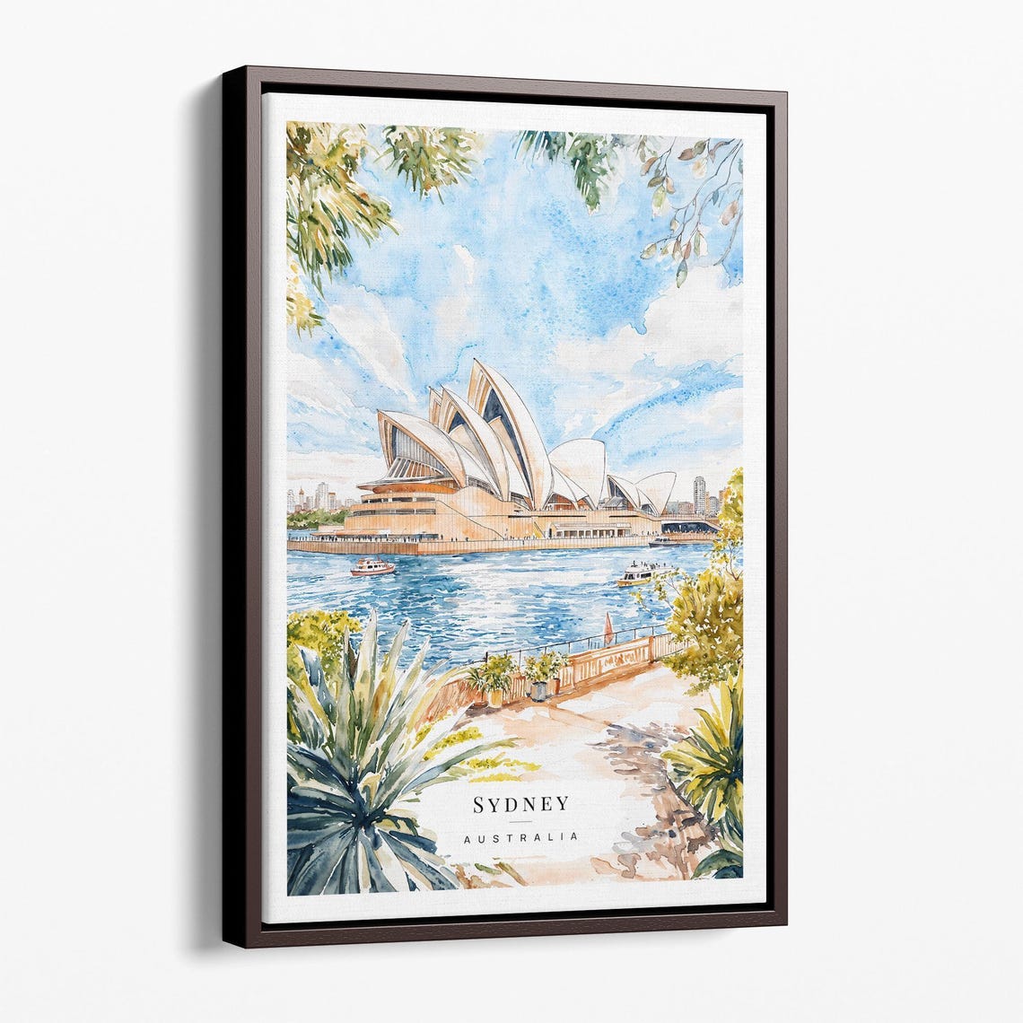 Sydney Opera House Harbor Watercolor Australia Travel Poster