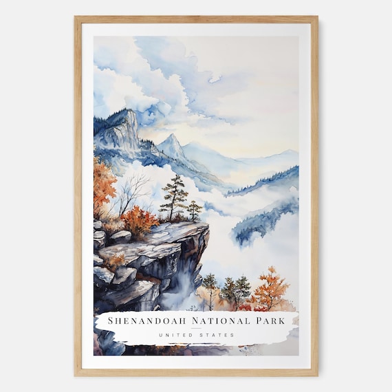 Shenandoah National Park Virginia Blue Ridge Autumn Watercolor Poster