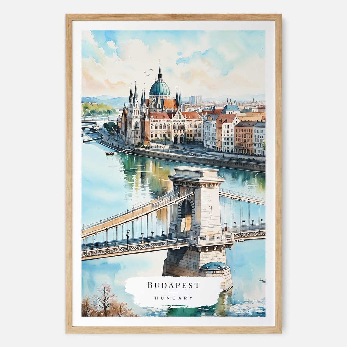 Budapest Watercolor Europe Gift Wall Art Print