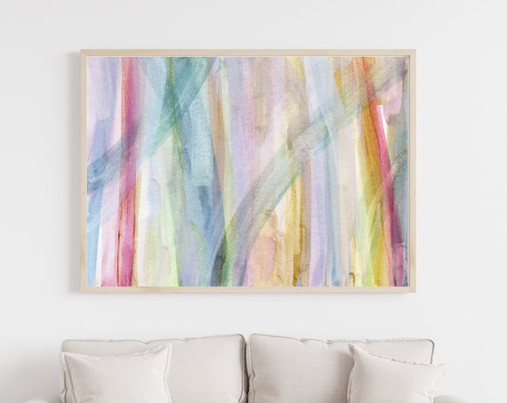 Pastel Horizontal Print Neutral Wall Art Watercolor Art Pastel Watercolor Art Instant Art Abstract Art Print Modern Art