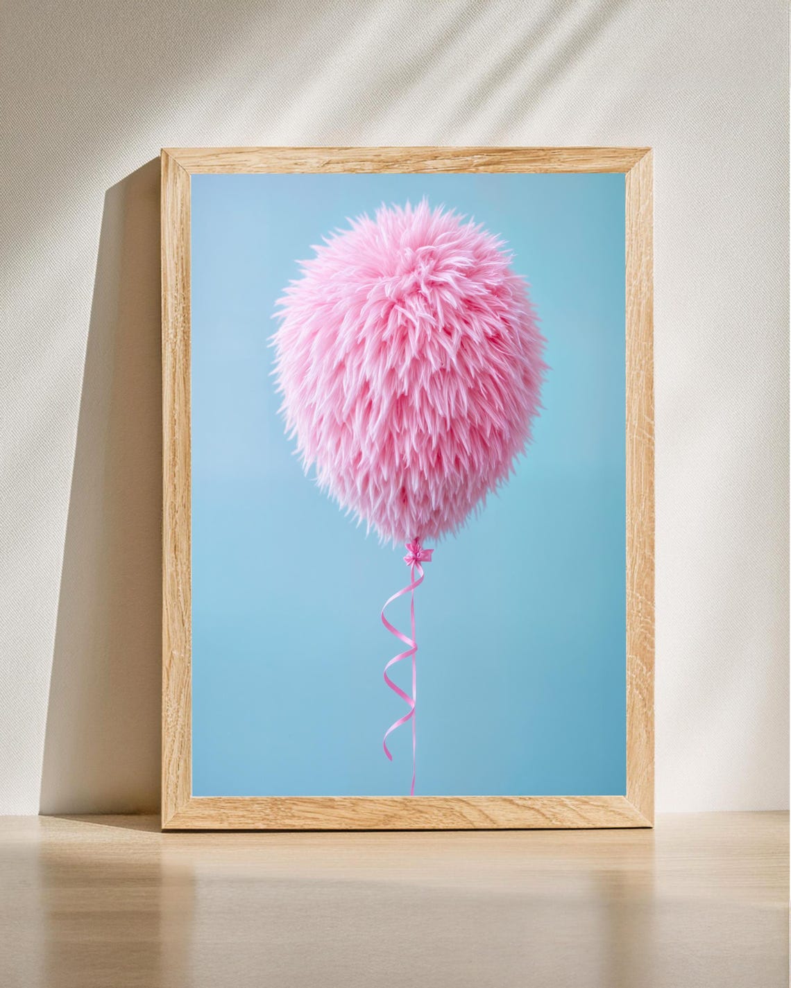 Pink Playful Fluffy Balloon Surreal Whimsical Pop Art Poster