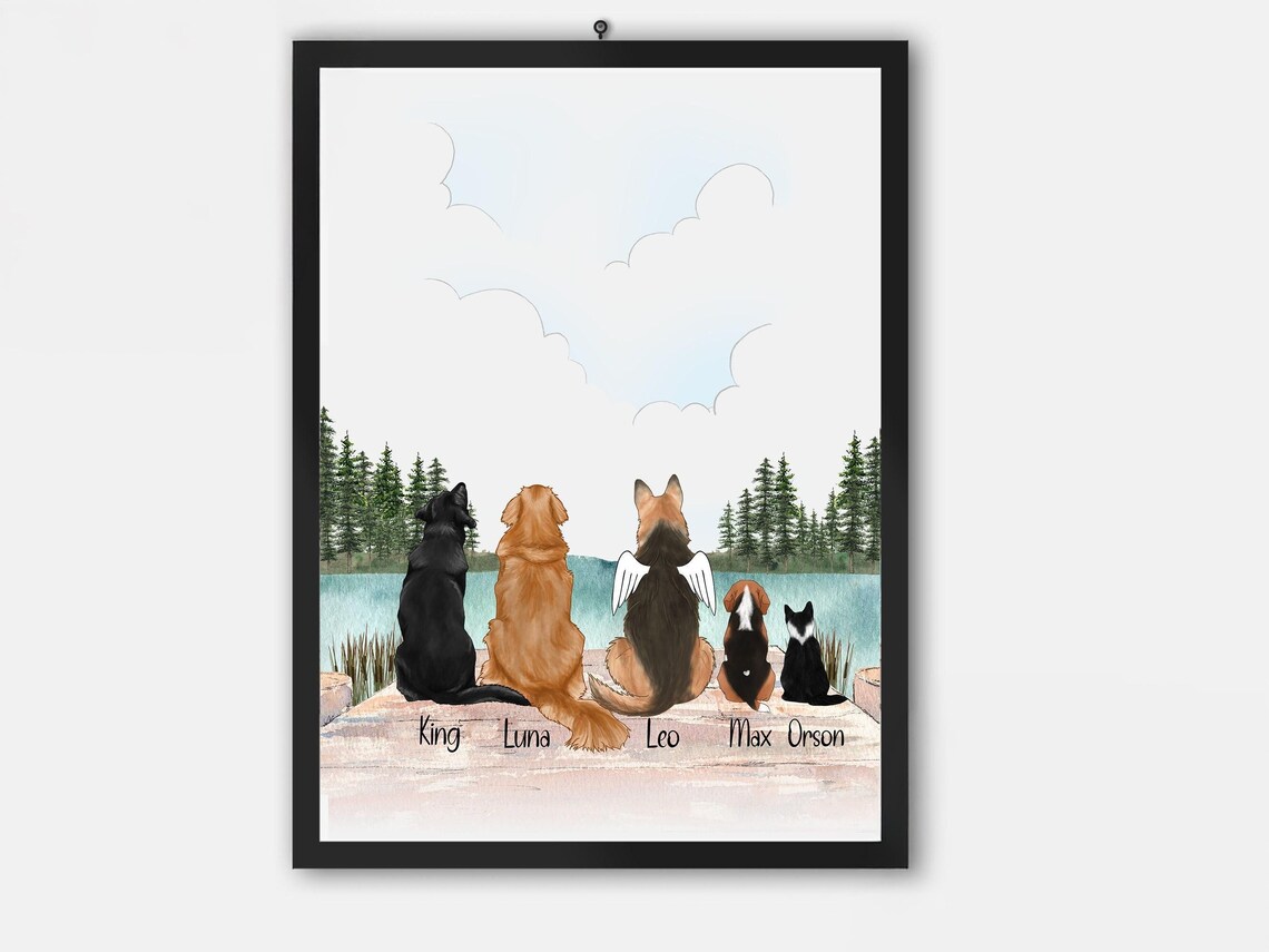 Personalized Dog Pet Portrait Lover Illustration Print