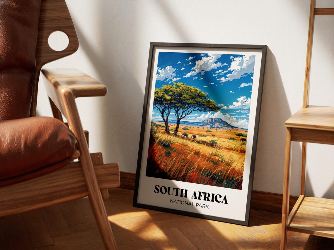 South Africa Poster South Africa Landscape Illustration South Africa Travel Poster South Africa Nature Print South Africa Gift - Image 2