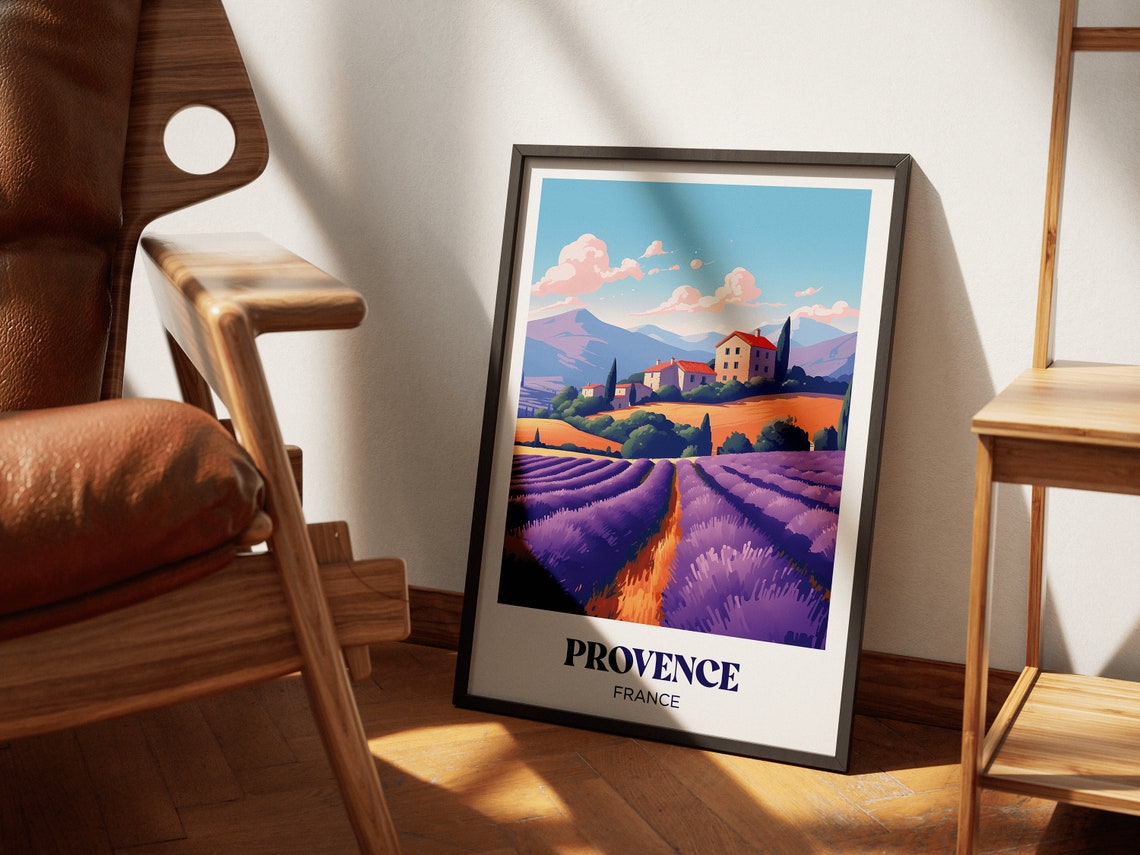 Provence France Lavender Fields Farmhouse Sunset Travel Poster - Image 4