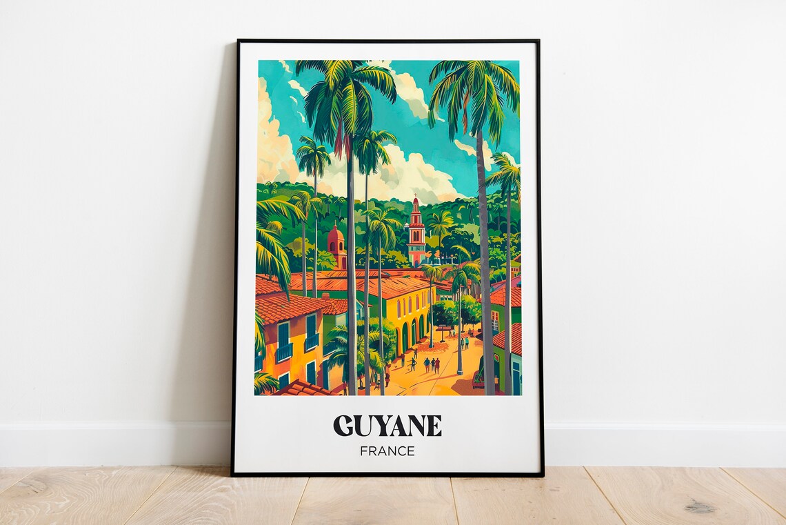 French Guiana Travel Poster, Guyana Illustration