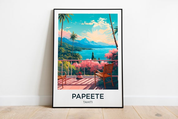 Tahiti Pacific Ocean Travel Poster, French Polynesia