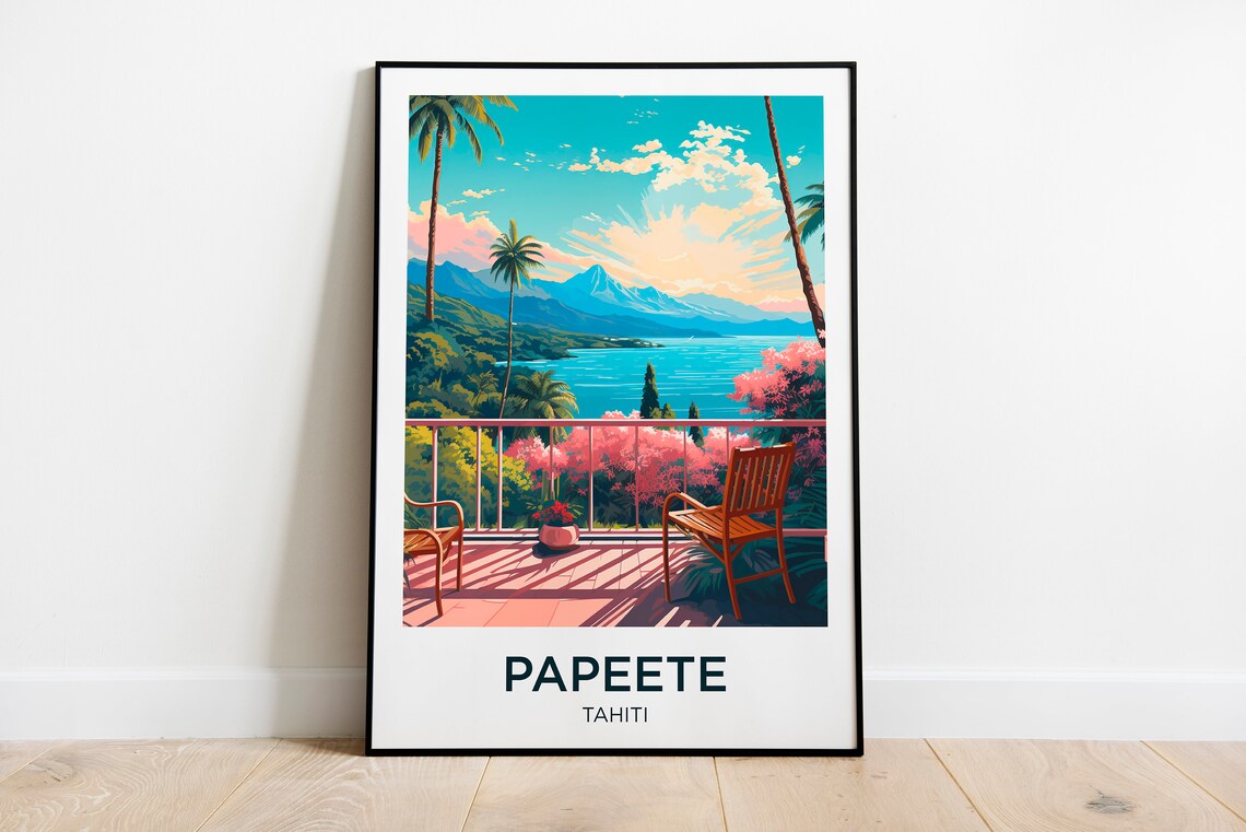 Tahiti Pacific Ocean Travel Poster, French Polynesia