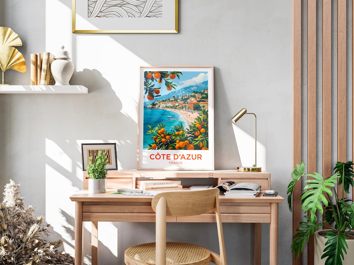 Cote Dazur Travel Poster, Mediterranean Art Print - Image 2