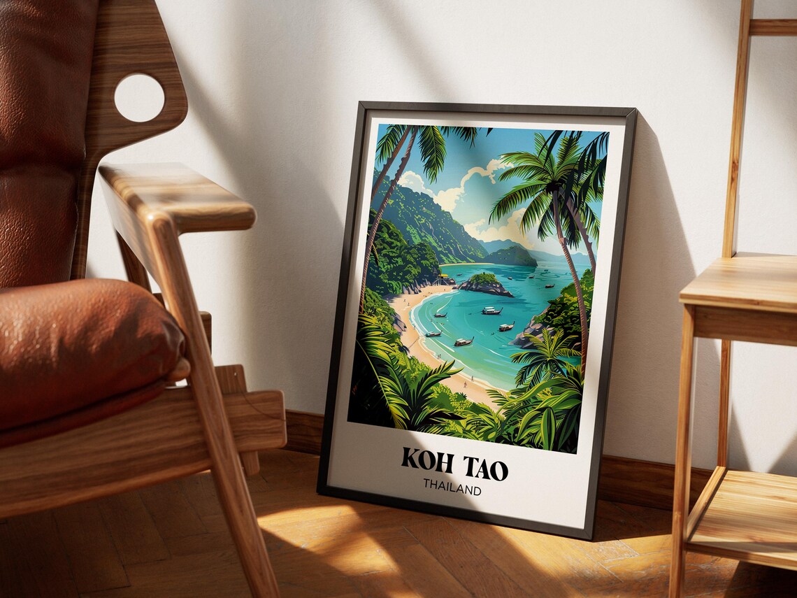 Koh Tao Travel Poster Koh Tao Print Thailand Illustrated Painting Koh Tao Watercolor Decor Thailand Gift - Image 2