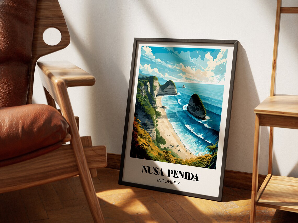 Nusa Penida Indonesia Cliff Beach Sea Stacks Island Travel Poster - Image 4