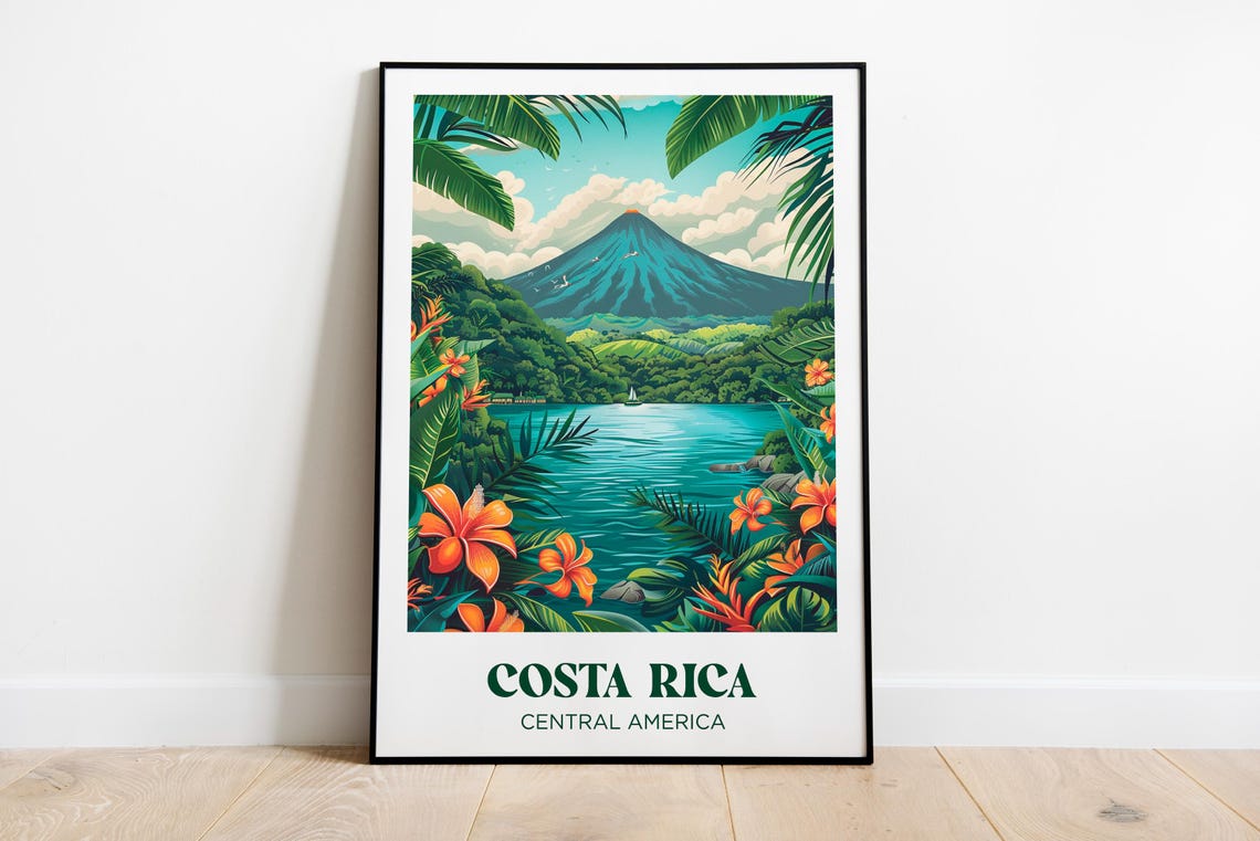 Costa Rica Travel Poster Costa Rica Art Print Costa Rica Painting Illustration Costa Rica Watercolor Home Decor