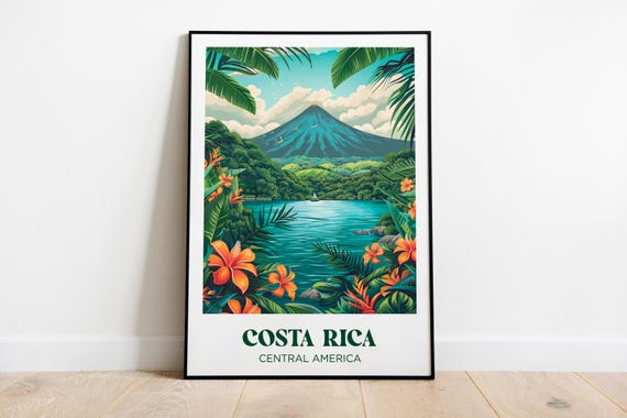 Costa Rica Travel Poster Costa Rica Art Print Costa Rica Painting Illustration Costa Rica Watercolor Home Decor