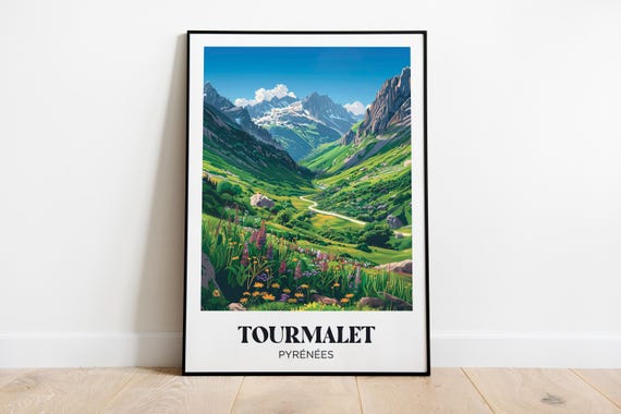 Tourmalet Poster Tourmalet Landscape Illustration Pyrenees Travel Poster Tourmalet Mountain Print Tourmalet Hiking Gift