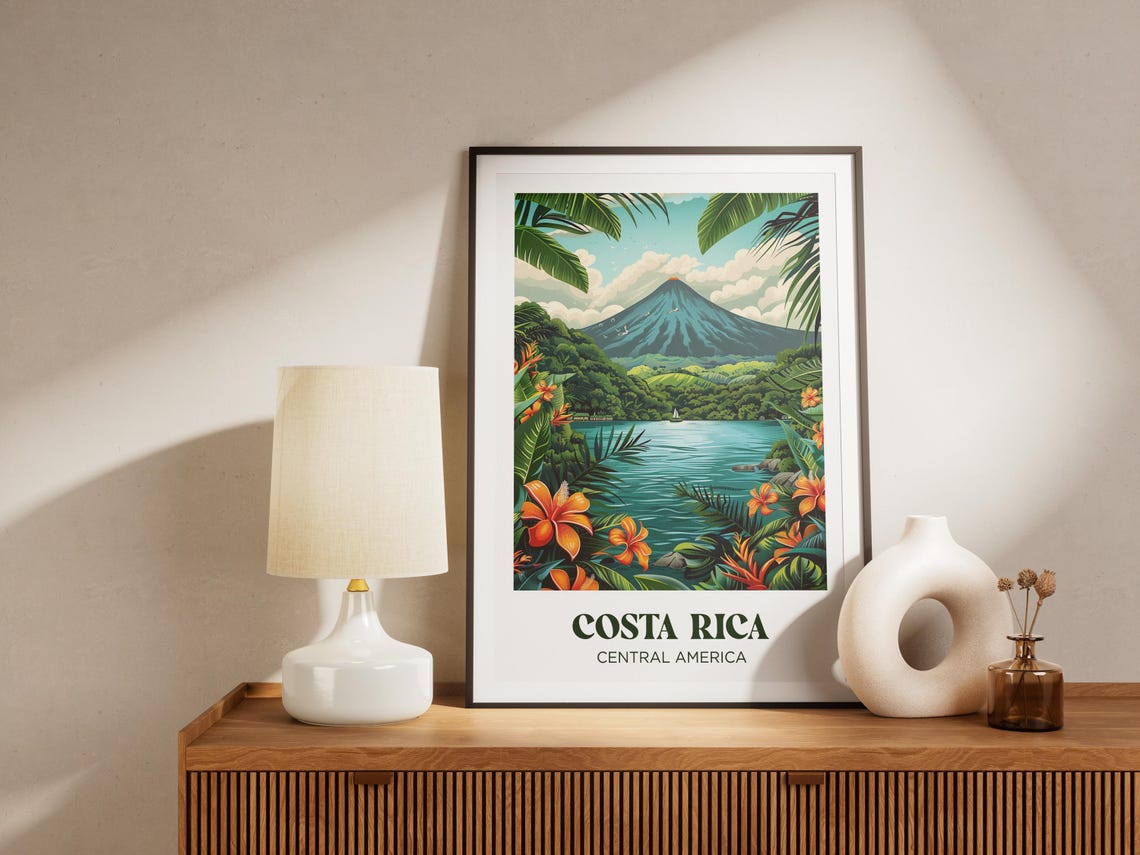 Costa Rica Travel Poster Costa Rica Art Print Costa Rica Painting Illustration Costa Rica Watercolor Home Decor - Image 3